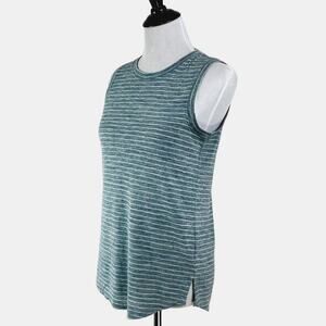 Athleta Size S Breezy Stripe Tank Top Crew Neck Gray White *as is*